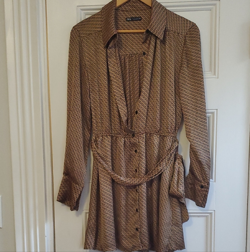 Zara Brown Long Sleeve Dress